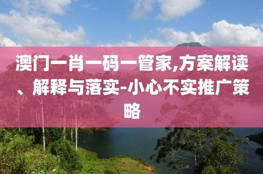 澳门一肖一码一管家,方案解读、解释与落实-小心不实推广策略